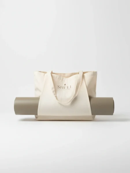 תיק נשיאה למזרן cream canvas yoga mat tote bag