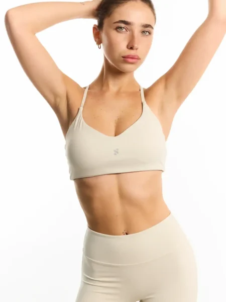 beige activewear sports bra leggings set